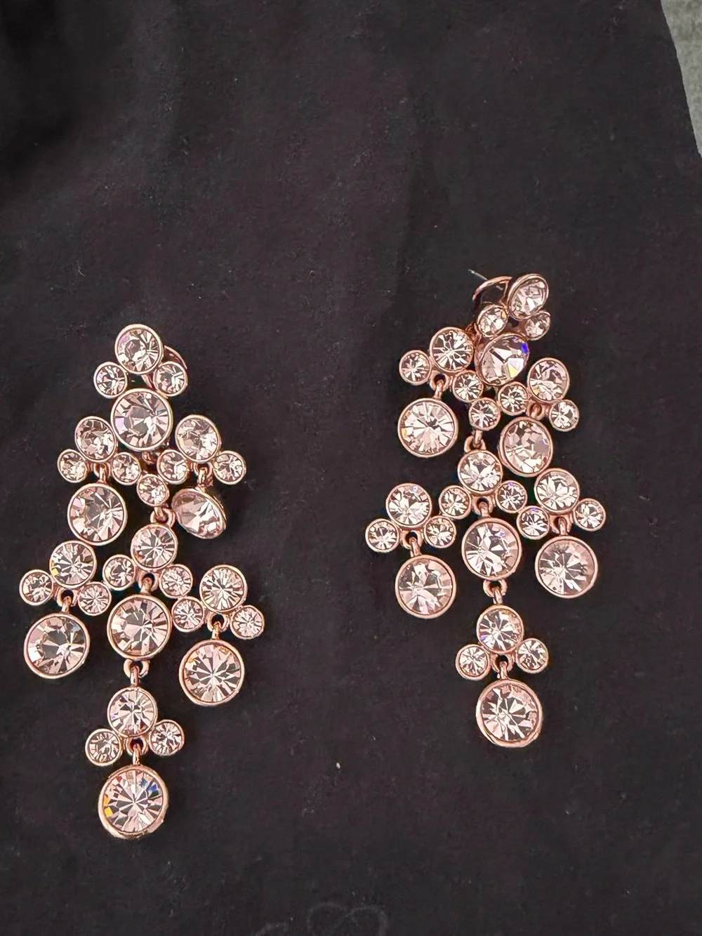 Givenchy Rose Goldtone Peach Bezel Crystal Chandelier Statement Earrings - Picture 11 of 11